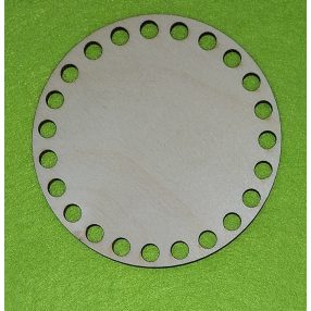   Baza din lemn natural crosetabil de 12cm rotund cu gaura de 7mm, 1 bucata, grosime de 3mm