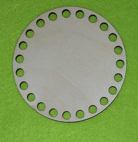 Baza din lemn natural crosetabil de 12cm rotund cu gaura de 7mm, 1 bucata, grosime de 3mm