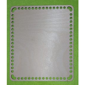    19,5x16,5cm Baza dreptunghiulara din lemn natural, crosetabila, cu gaura de 6 mm, grosime 1 buc. 3 mm