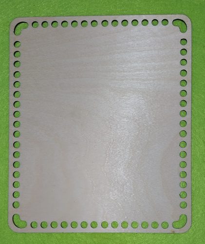  19,5x16,5cm Baza dreptunghiulara din lemn natural, crosetabila, cu gaura de 6 mm, grosime 1 buc. 3 mm