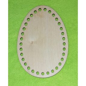   11x15cm Ou croșetabil din lemn natural. Cu gaura de 6mm, 1 bucata, grosime de 3mm