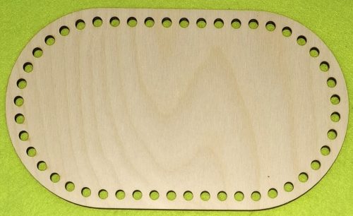 22,5x12,5 cm Baza suport ovală pentru batiste, din lemn natural, crosetabila, cu gaura de 6 mm, grosime 1 buc. 3 mm