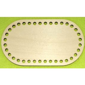   16x7,5 cm Baza mica ovala pentru batiste, crosetabil, din lemn natural, cu gaura de 6 mm, grosime 1 buc. 3 mm