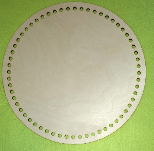 Baza circulara crosetabila din lemn natural 60 buc cu gaura de 7mm, 1 bucata de 30cm grosime 3mm