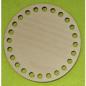   Baza circulara crosetabila din lemn natural 24 buc cu gaura de 7mm, 1 bucata de 11cm grosime 3mm