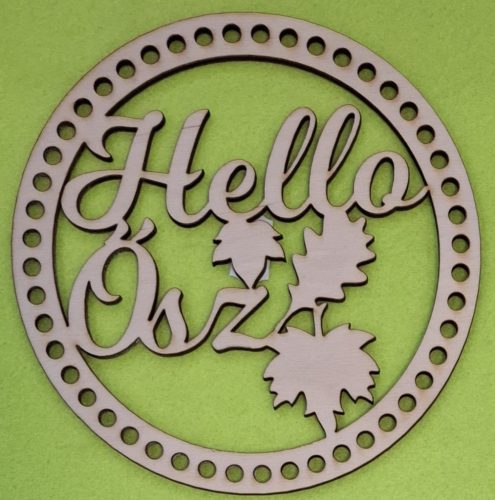 Baza circulara din lemn crosetabila cu gaura de 5mm cu inscriptie traforata inspratie de toamna 1 bucata de14cm, grosime 3mm