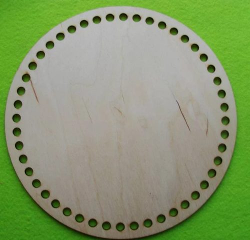 19,5cm Baza din  lemn  circulara crosetabila cu gaura de 7mm 1bucata, grosime 3mm