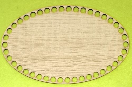 Model Sonoma din lemn, baza ovala din lemn crosetabil cu gaura de 8 mm, 1 buc. 20x12cm, grosime 2,5 mm