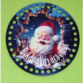   15cm Baza din lemn crosetabil Ciocantoare medie cu inscriptia Mos Craciun Boldog Karácsonyt  Cu gaura de 7mm, 1bucata, grosime 2,5mm. 