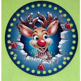   Ciobanus crosetat din lemn imprimat cu gaura  de 7 mm, inscriptia Rudolf de Boldog Karácsonyt 1 bucata, 15cm, grosime 2,5mm. 