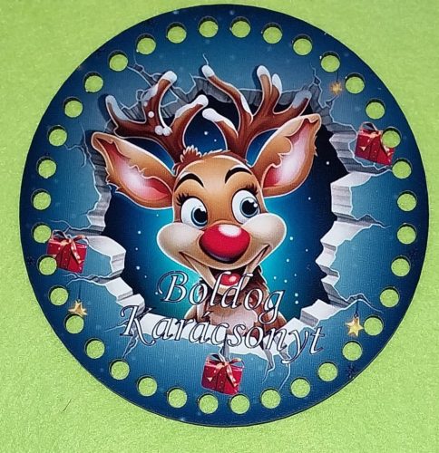 Ciobanus crosetat din lemn imprimat cu gaura  de 7 mm, inscriptia Rudolf de Boldog Karácsonyt 1 bucata, 15cm, grosime 2,5mm. 