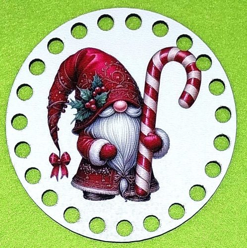 Baza din lemn natural de 10cm crosetabil imprimat, in forma pitic. Cu gaura de 7mm, 1bucata, grosime 2,5mm. 