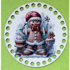   12cm Baza din lemn imprimata, crosetabila, cu gaura de 7 mm, Honey boy. 1 bucata, grosime 2,5mm. 