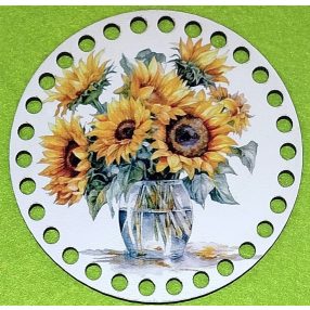   12cm Baza din lemn imprimata crosetabila cu gaura de 7 mm Floarea-soarelui în vaza 1 buc/pachet 12 cm grosime 2,5 mm 
