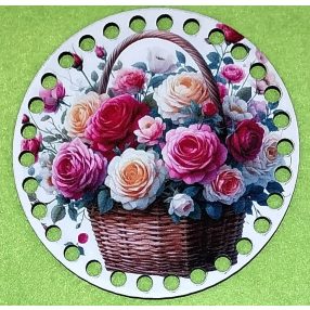   12cm Baza din lemn imprimata crosetabil cu gaura de 7 mm Buchet de trandafiri în cos 1 buc/pachet 12 cm grosime 2,5 mm 