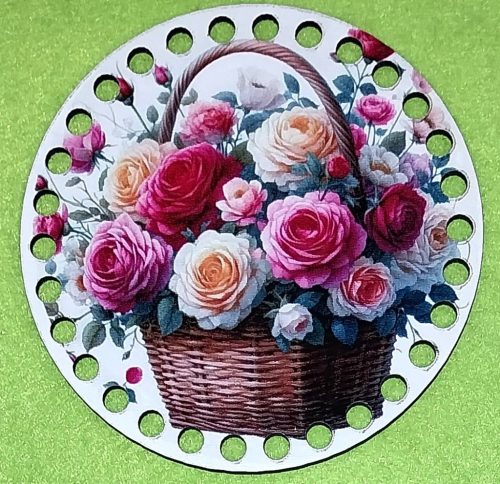 12cm Baza din lemn imprimata crosetabil cu gaura de 7 mm Buchet de trandafiri în cos 1 buc/pachet 12 cm grosime 2,5 mm 