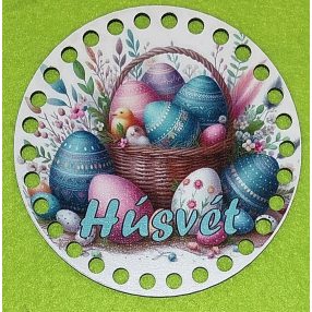   12cm Baza din lemn imprimata crosetabila cu gaura de 7 mm Cosulet pentru oua cu inscriptie de Húsvét 1 buc/pachet 12 cm grosime 2,5 mm 