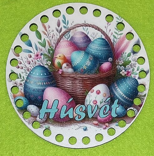 12cm Baza din lemn imprimata crosetabila cu gaura de 7 mm Cosulet pentru oua cu inscriptie de Húsvét 1 buc/pachet 12 cm grosime 2,5 mm 