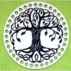   15cm Baza din lemn imprimata crosetabila cu gaura de 7 mm, Copac rotund al vietii, 1 buc/pachet, 15 cm, grosime 2,5 mm 