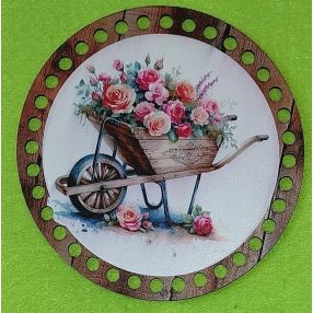   15cm Baza din lemn imprimata crosetabila cu gaura de 7 mm Roabă cu rozari 1 buc/pachet 15 cm grosime 2.5 mm 