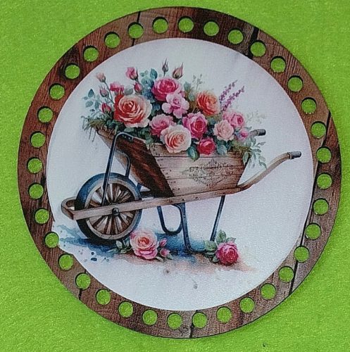 15cm Baza din lemn imprimata crosetabila cu gaura de 7 mm Roabă cu rozari 1 buc/pachet 15 cm grosime 2.5 mm 