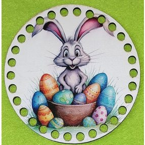   12cm Baza din lemn imprimata crosetabila cu gaura de 7 mm Ou de iepuras cu cosuleț 1 buc/pachet 12 cm grosime 2,5 mm 