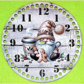   20cm Cadran de ceas crosetabil maro cu model elf cu  miere, gaura de 7 mm, grosime 1 buc. 2,5 mm 