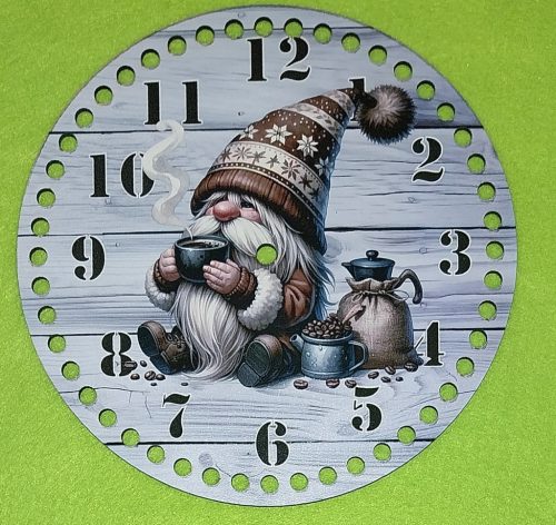 20cm Cadran de ceas croetabil, model elf din cafea, cu gaura de 7 mm, 1 buc., grosime 2,5 mm 