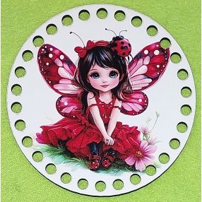   12cm Baza din lemn imprimata crosetabila cu gaura de 7 mm Zână Buburuză 1 buc/pachet 12 cm grosime 2,5 mm 