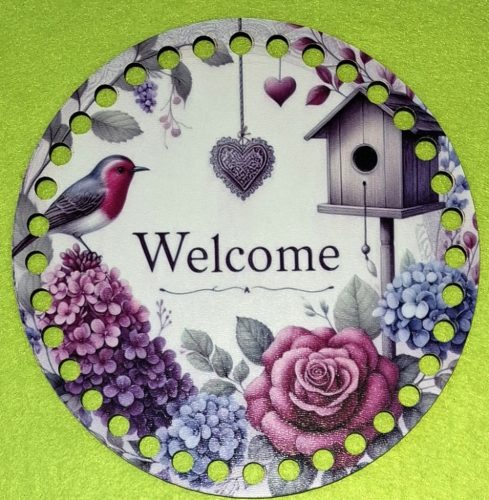 15cm Baza din lemn imprimata crosetabila cu gaura de 7 mm Hrănitoare pentru pasari cu inscriptie de bun venit 1 buc/pachet 15 cm grosime 2,5 mm