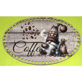   25x15cm Tava de cafea imprimata cu nicovala, elf cu palarie maro, gaura de 7 mm, 1 buc/pachet, grosime 3 mm