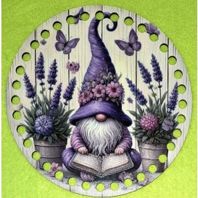   15cm Baza din lemn imprimata crosetabila cu gaurade 7 mm Pitic cu caciula mov si lavanda 1 buc/pachet 15 cm grosime 2,5 mm 