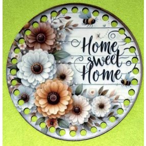   15cm Baza din lemn imprimata crosetabila cu gauri de 7 mm, gerbere, 1 buc./pachet, 15 cm, grosime 2,5 mm.