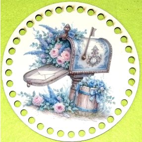   15cm Baza din lemn imprimata crosetabil cu gaura de 7 mm Cutie postala florala 1 buc. 15 cm grosime 2,5 mm