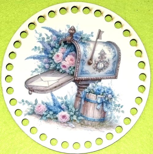 15cm Baza din lemn imprimata crosetabil cu gaura de 7 mm Cutie postala florala 1 buc. 15 cm grosime 2,5 mm