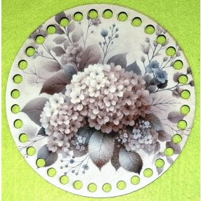   15cm Baza din lemn imprimata crosetabila cu gaura de 7 mm Hortensie 1 buc. 15 cm grosime 2,5 mm 