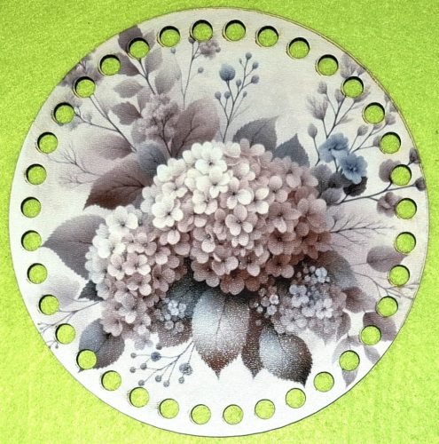 15cm Baza din lemn imprimata crosetabila cu gaura de 7 mm Hortensie 1 buc. 15 cm grosime 2,5 mm 