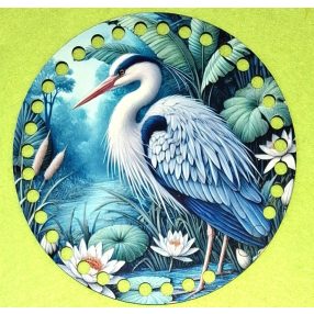   15cm Baza din lemn imprimata crosetabil cu gaura de 7 mm, brat albastru, 1 buc., 15 cm, grosime 2,5 mm. 