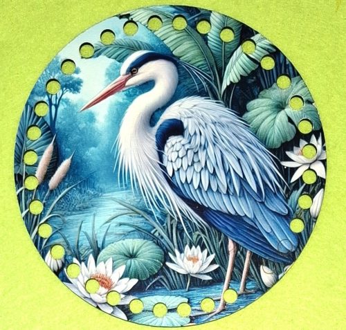 15cm Baza din lemn imprimata crosetabil cu gaura de 7 mm, brat albastru, 1 buc., 15 cm, grosime 2,5 mm. 