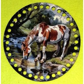   15cm Baza din lemn imprimata crosetabila cu gaura de 7 mm Cal multicolor 1 buc 15 cm grosime 2,5 mm 