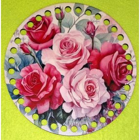   15cm Baza din lemn imprimata crosetabila cu gaura de 7 mm Buchet de trandafiri 1 buc 15 cm grosime 2,5 mm 