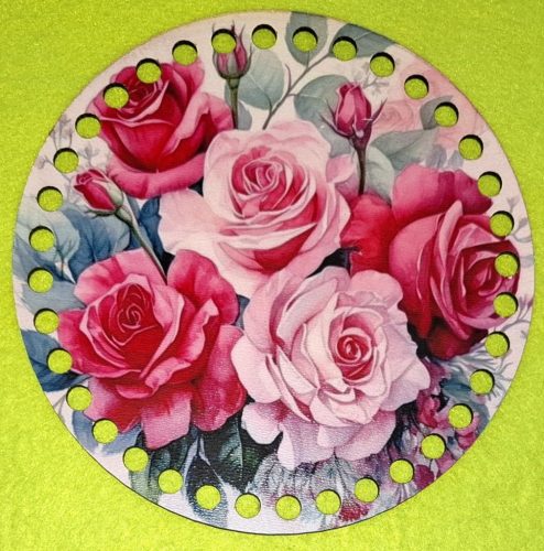 15cm Baza din lemn imprimata crosetabila cu gaura de 7 mm Buchet de trandafiri 1 buc 15 cm grosime 2,5 mm 