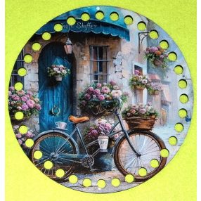   15cm Baza din lemn imprimata crosetabil cu gaura de 7mm bicicleta de perete 1 buc. 15 cm, grosime 2,5 mm 