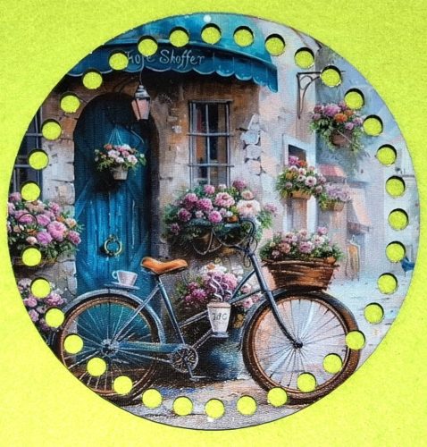 15cm Baza din lemn imprimata crosetabil cu gaura de 7mm bicicleta de perete 1 buc. 15 cm, grosime 2,5 mm 