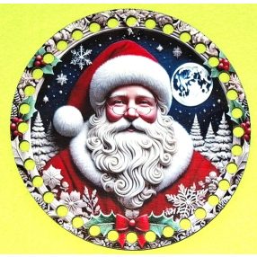   15cm Baza din lemn imprimata crosetabil cu gaura de 7 mm Moș Crăciun 1 buc. 15 cm grosime 2,5 mm 