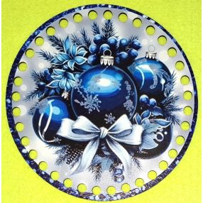   15cm Baza de brad imprimata crosetabil Glob de Crăciun albastru cu panglica. Gaura de 7 mm 1 buc 15 cm grosime 2,5 mm