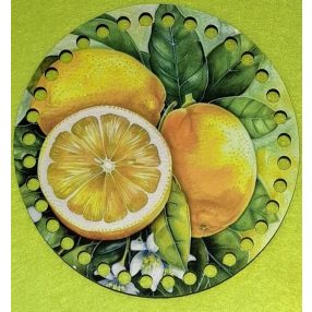   15cm Set croșetat cu baza din lemn imprimata, lamaie, gaura de 7 mm, 1 buc., 15 cm, grosime 2,5 mm 