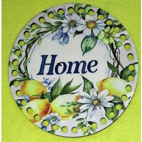   15cm Coroana de lamaie cu flori, imprimata cu baza din lemn, inscripție pentru casa, gaura de 7 mm, 1 buc., 15 cm, grosime de 2,5mm