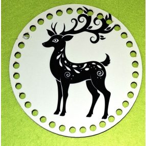   15cm Baza din lemn imprimata crosetabil, cerb minunat, cu gaura de 7 mm, 1 buc., 15 cm, grosime 2,5 mm 