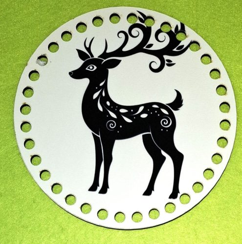 15cm Baza din lemn imprimata crosetabil, cerb minunat, cu gaura de 7 mm, 1 buc., 15 cm, grosime 2,5 mm 